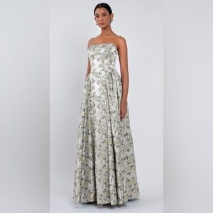 Jenny Yoo Desiree Bridesmaid Dress Matcha Floral Jacquard Size 4